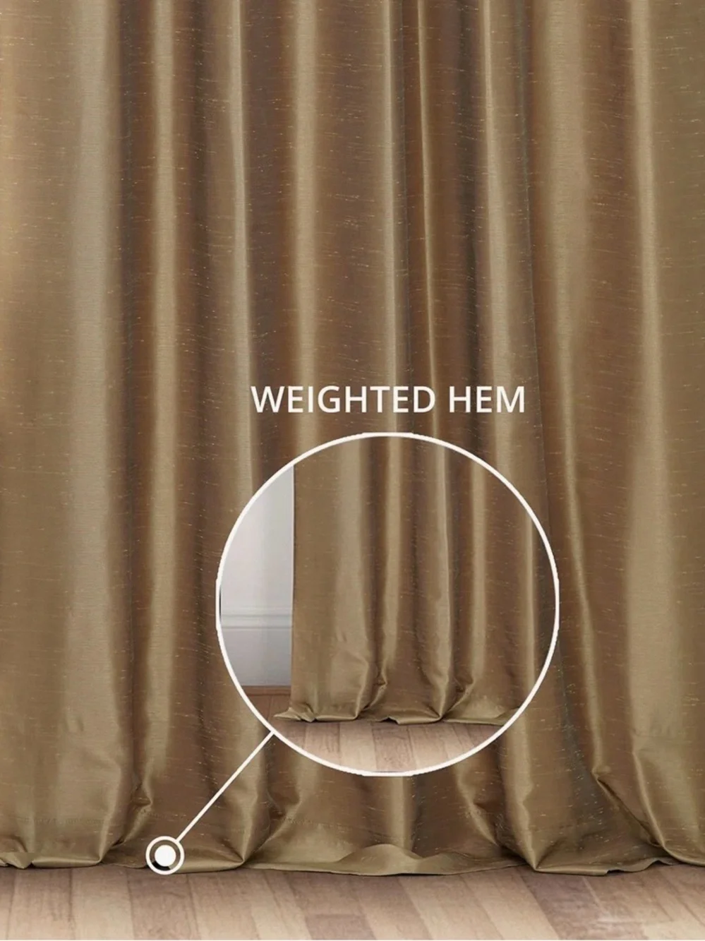 Elegant Beige Dupioni Silk Blackout Curtains  Top 72” wide 118” long
